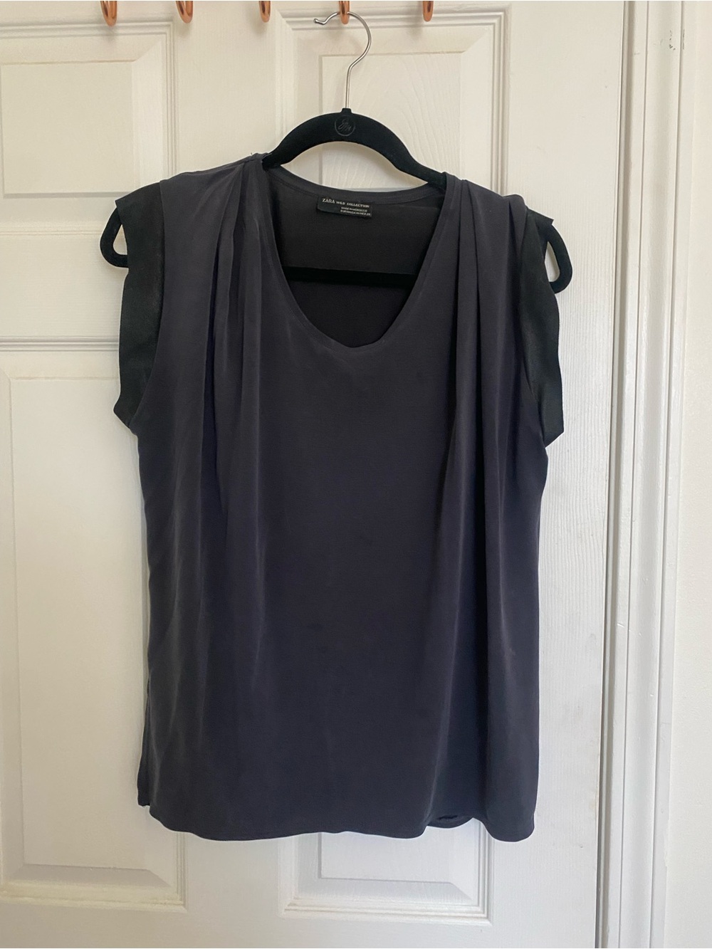 Zara Draped Sleeveless Top in Charcoal